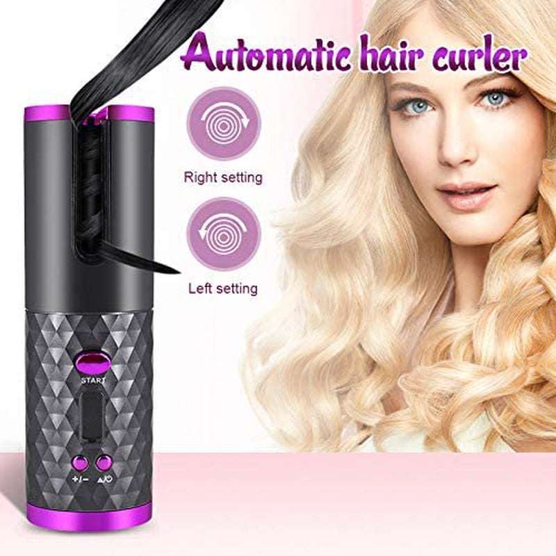 Portable Rechargeable Ceramic Automatic Hair Curler Wand Fast Heating