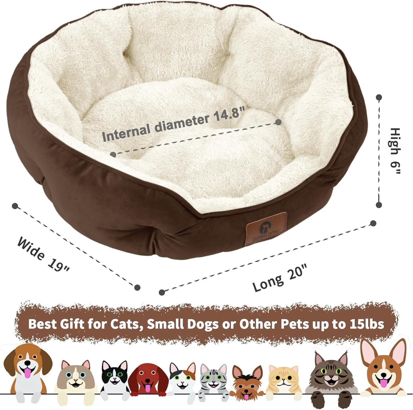 Pet Bed for Puppy and Kitty, Extra Soft & Machine Washable with Anti-Slip & Water-Resistant