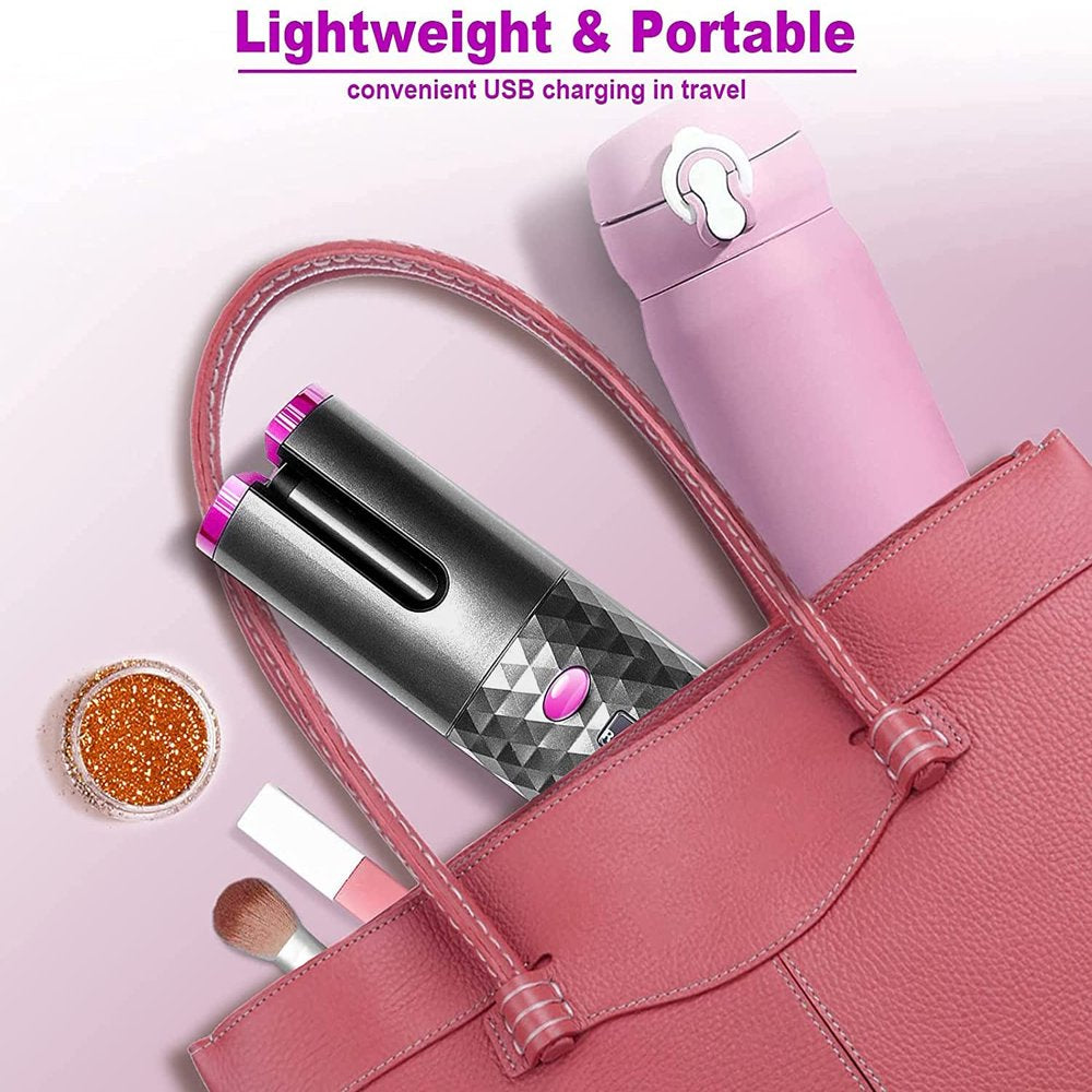 Portable Rechargeable Ceramic Automatic Hair Curler Wand Fast Heating